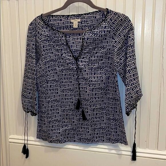 J. Crew navy tunic w tassels NWOT 0 - Picture 3 of 10